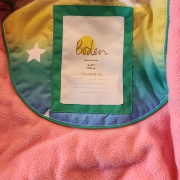 Boden 3/4 years colorful star rainbow coat jacket 3t 4t - Picture 3 of 6